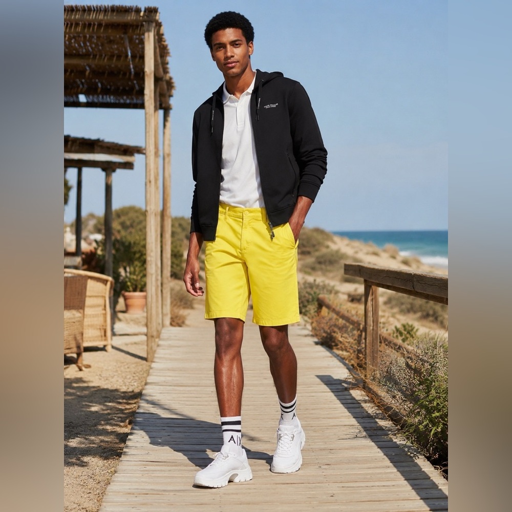 A|X Armani Exchange Men's Regular-Fit Stretch Bermuda Shorts